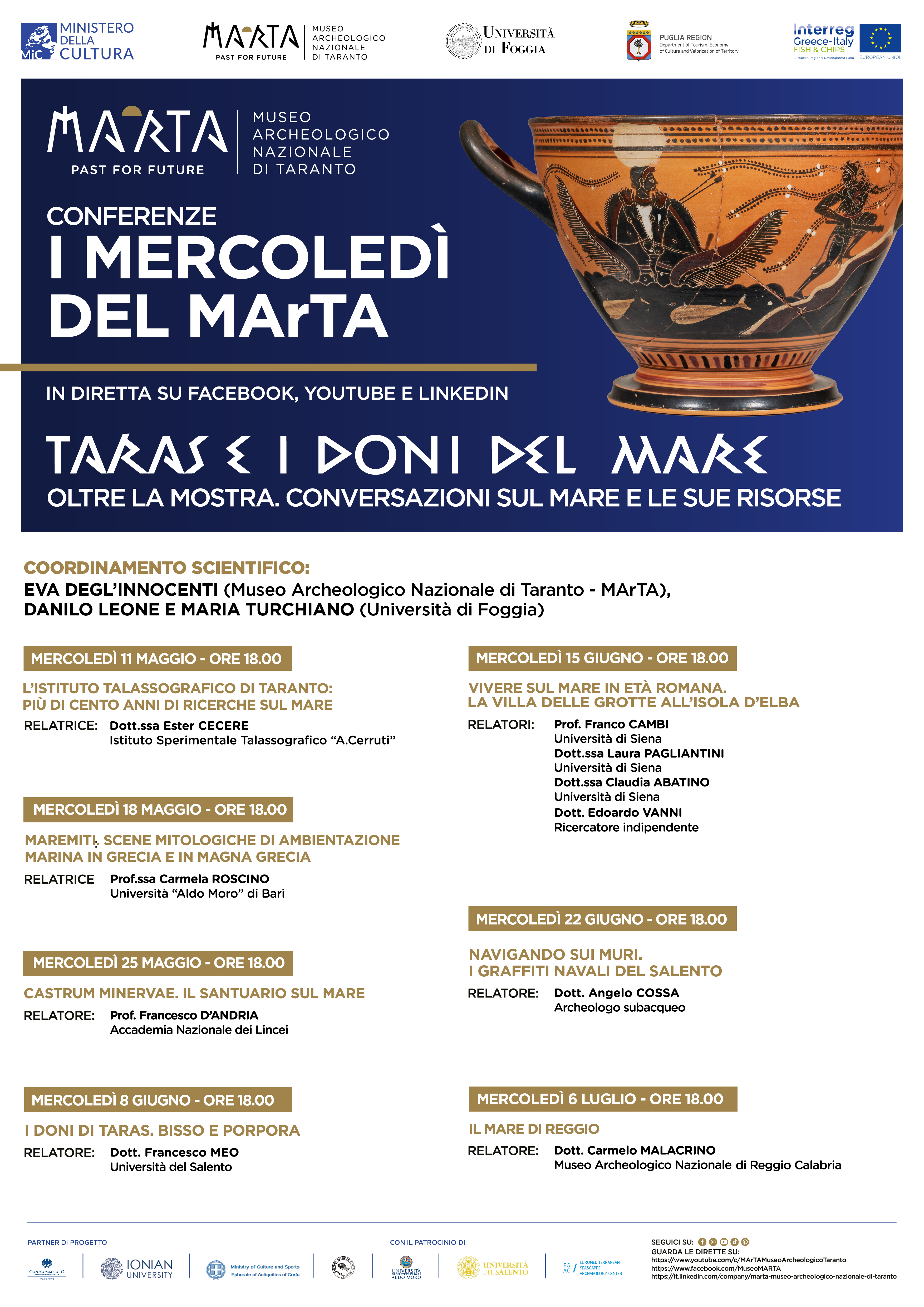 “Navigando sui muri. I graffiti navali del Salento” La storia e l’egemonia sul Mediterraneo raccontate dalle incisioni sulla pietra In diretta dal Museo Archeologico Nazionale di Taranto  Mercoledì 22 giugno alle ore 18.00